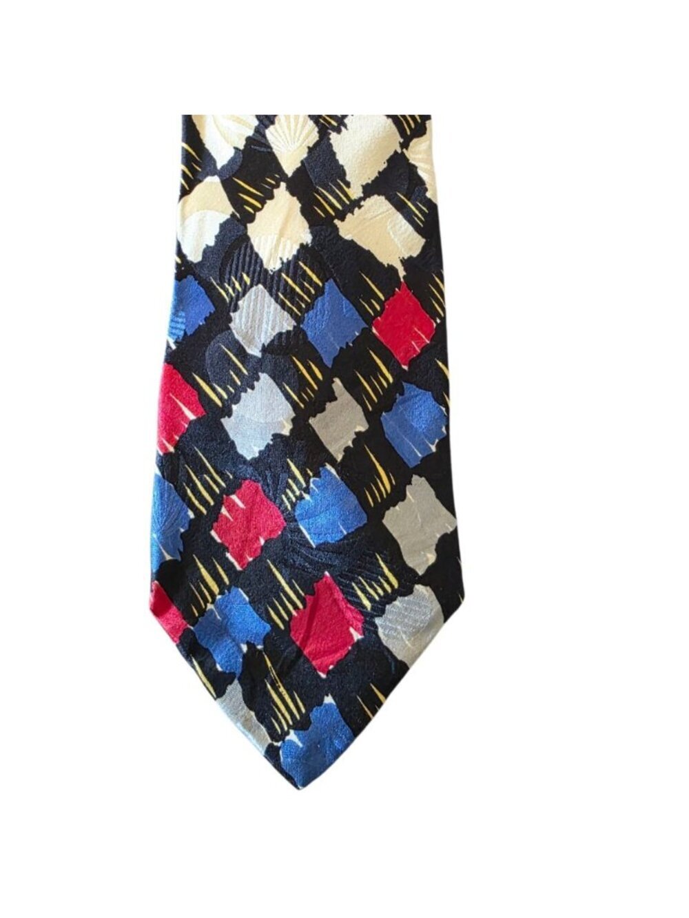 Giorgio Benelli Cravatte 100% Silk Tie Italy Abstract Geometric Red Necktie Vtg - Picture 3 of 13